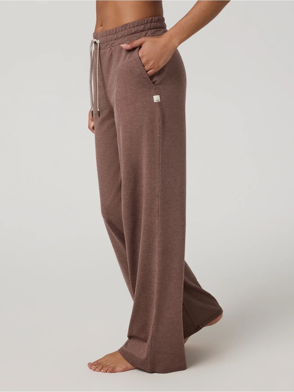 Vuori Womens XL Halo Essential Wide Leg Drawstring Lounge Pants - Heather Brown
